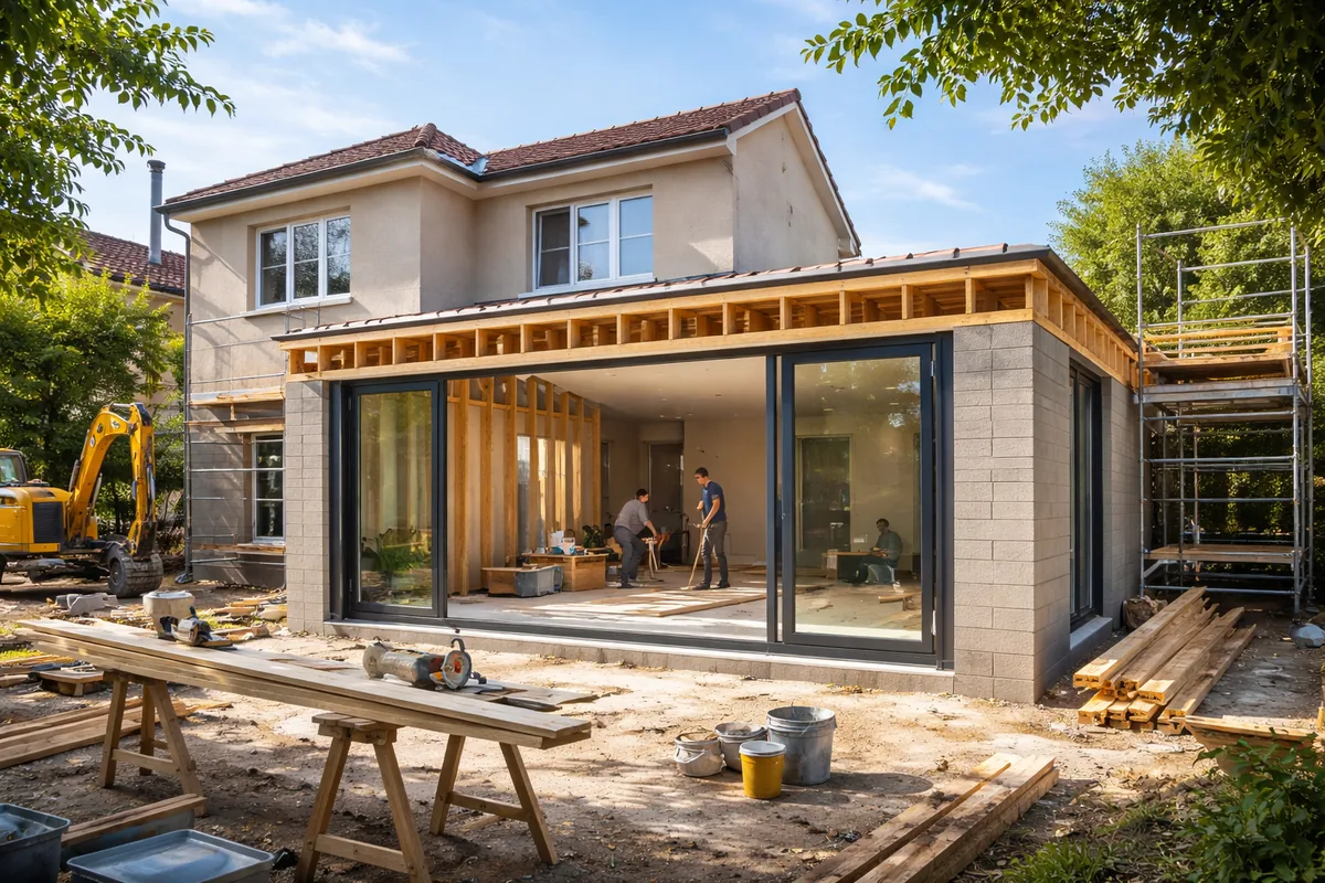 Quelle est la durée des travaux pour une extension de maison de 50 m²